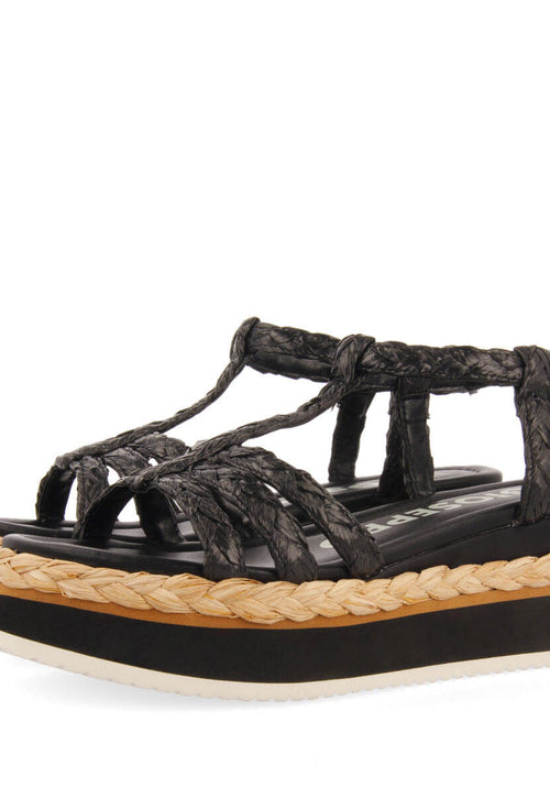 Sandalias trenzadas tipo cangrejera color negro con plataforma para mujer senlisse 
