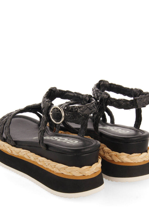 Sandalias trenzadas tipo cangrejera color negro con plataforma para mujer senlisse 