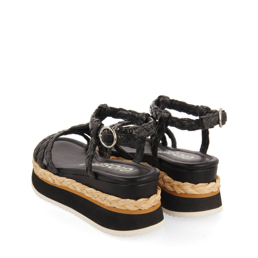 Sandalias trenzadas tipo cangrejera color negro con plataforma para mujer senlisse 