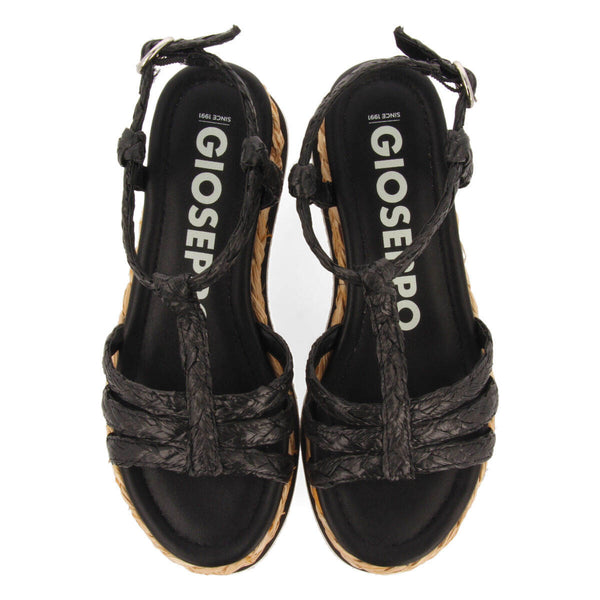 Sandalias trenzadas tipo cangrejera color negro con plataforma para mujer senlisse 
