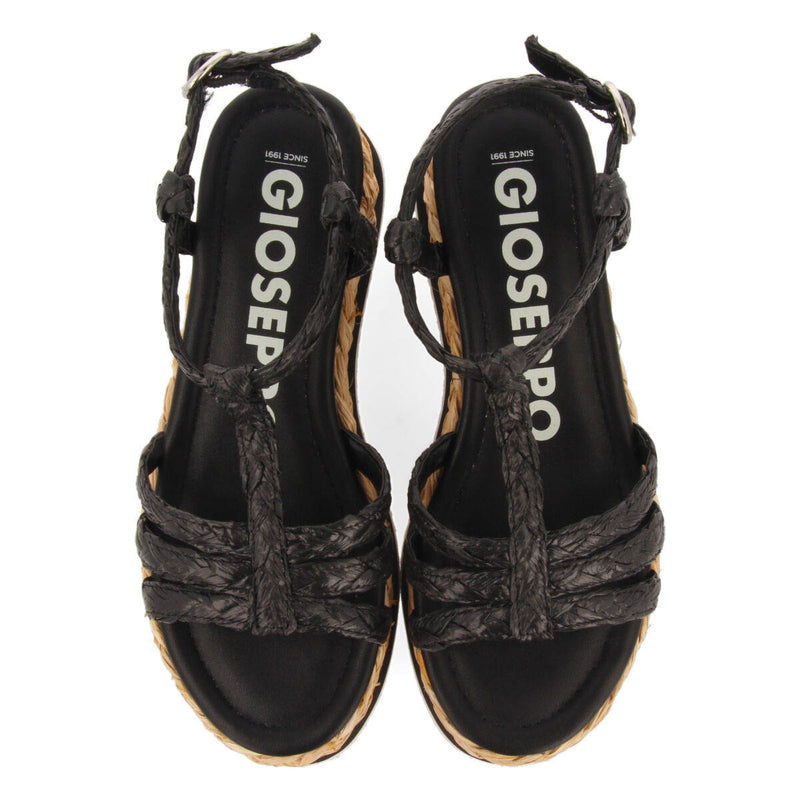Sandalias trenzadas tipo cangrejera color negro con plataforma para mujer senlisse 