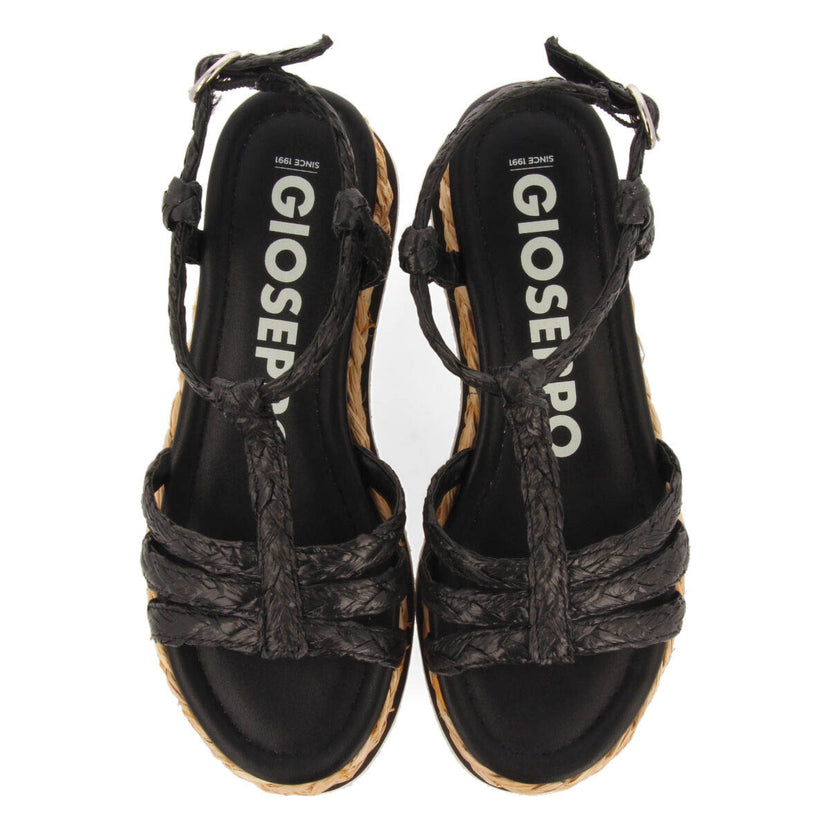 Sandalias trenzadas tipo cangrejera color negro con plataforma para mujer senlisse 