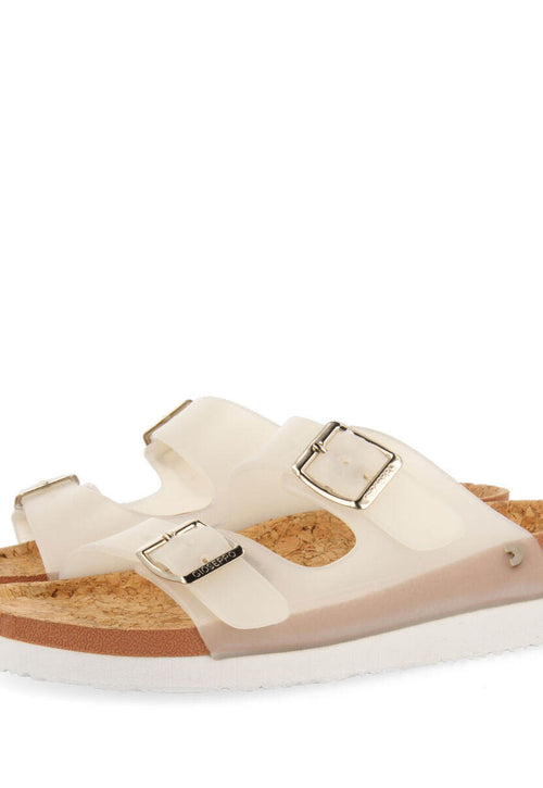Chanclas blanco transparente tipo bio con hebillas para mujer acalaca