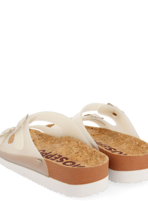 Chanclas blanco transparente tipo bio con hebillas para mujer acalaca