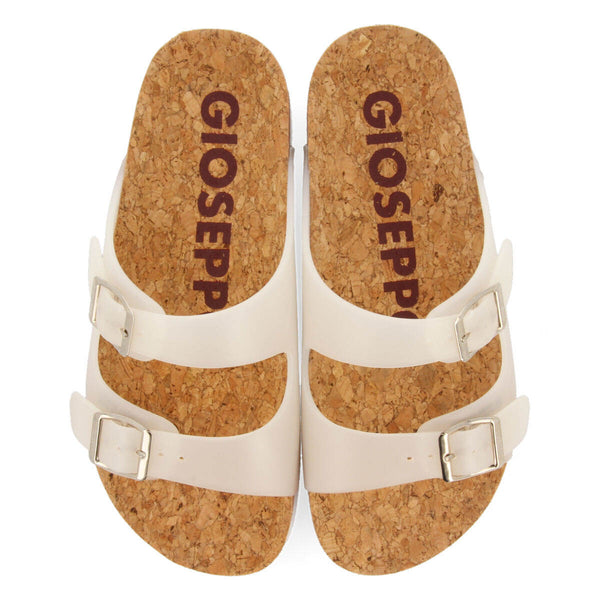 Acalaca women's see-through white footbed sandals with buckles
