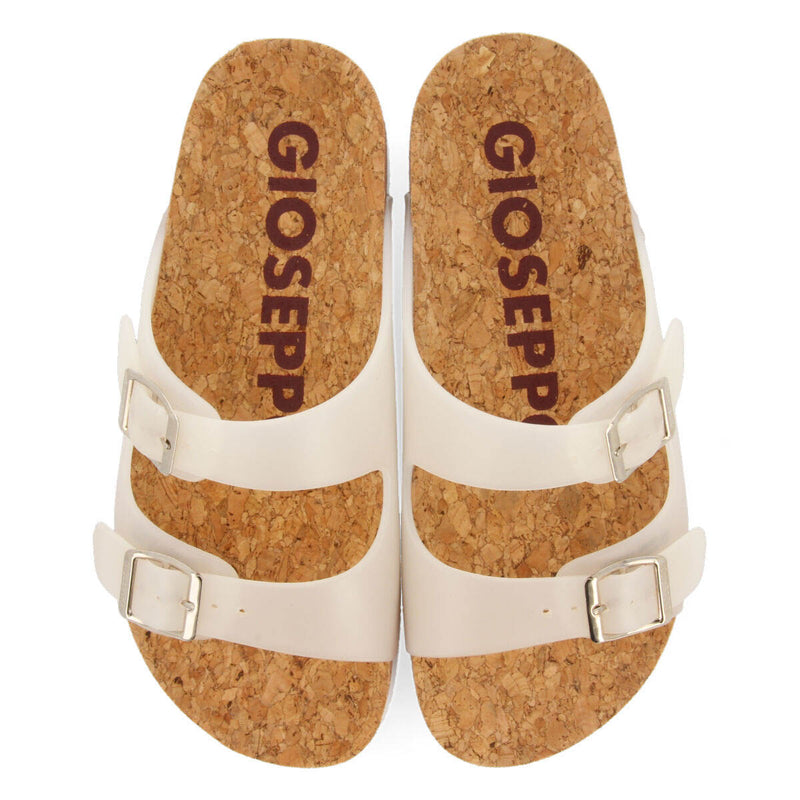 Acalaca women's see-through white footbed sandals with buckles