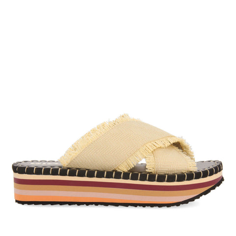 CHANCLAS DE PLAYA COLOR BEIGE CON PISO MULTICOLOR PARA MUJER TERENA 