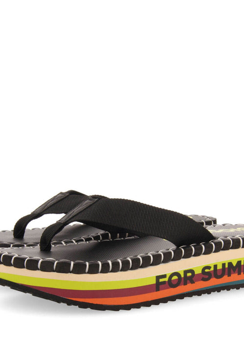 Chanclas negras con tira y piso ligero para mujer verton 