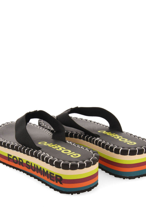 Chanclas negras con tira y piso ligero para mujer verton 