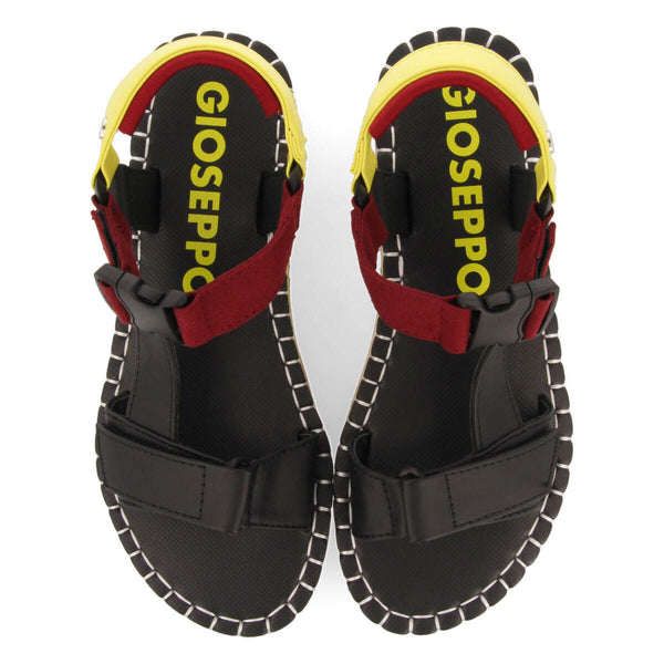 Sopretan women's black sandals with multicoloured soles and crossover straps