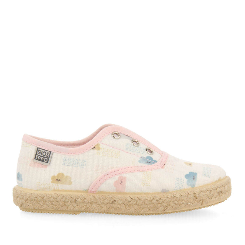 Chaussures de type espadrille couleur blanche avec imprimé multicolore pour fille verlin