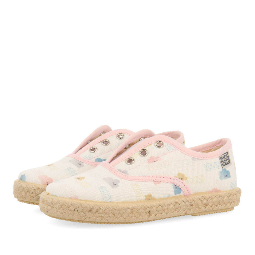 Chaussures de type espadrille couleur blanche avec imprimé multicolore pour fille verlin
