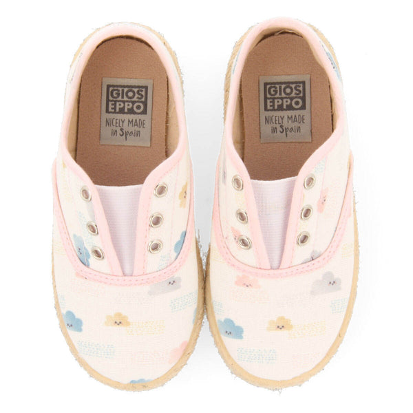 Sapatos tipo alpercata em branco com estampado multicolor menina verlin