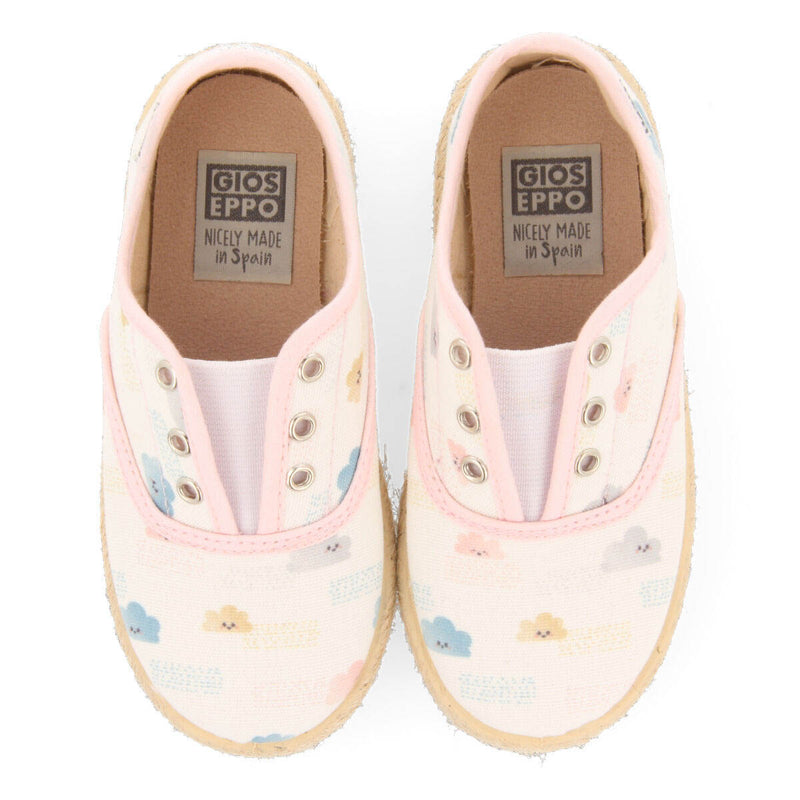 Sapatos tipo alpercata em branco com estampado multicolor menina verlin