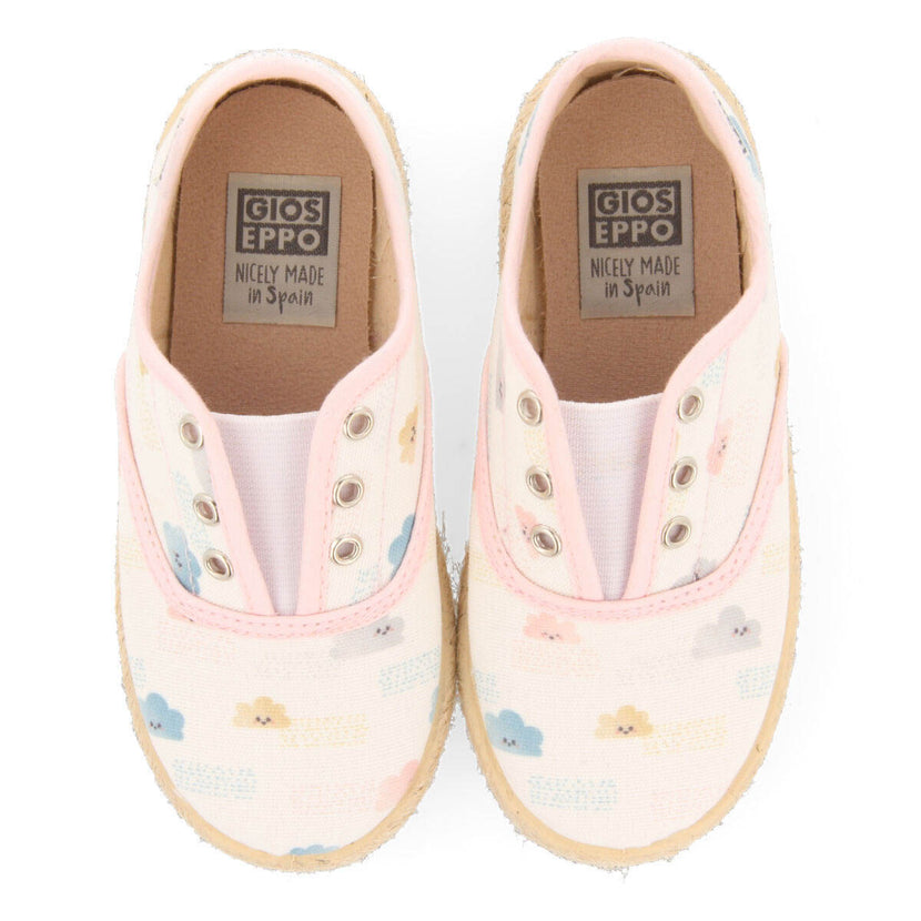 Chaussures de type espadrille couleur blanche avec imprimé multicolore pour fille verlin
