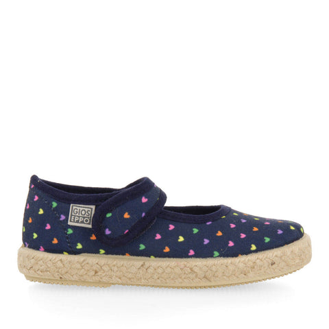 CHAUSSURES DE TYPE ESPADRILLE COULEUR BLEU MARINE AVEC IMPRIMÉ À COEURS POUR FILLE CLESLES