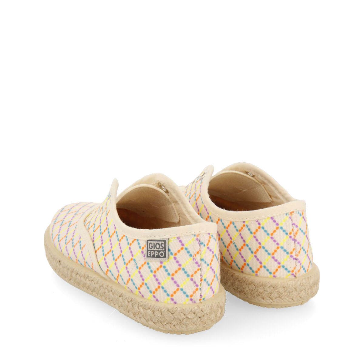 Xilitla girls beige oxford style espadrilles with a colourfulrint