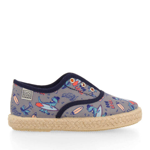 DRAVEIL BOYS GREY ESPADRILLES WITH A COLOURFULRINT