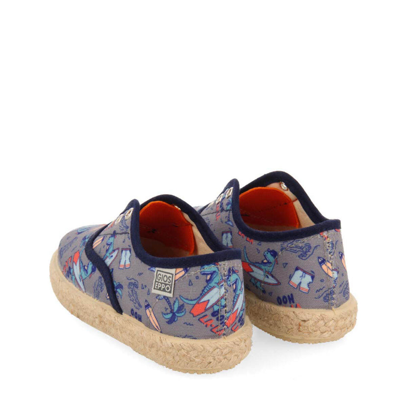 Draveil babies grey espadrilles with a colourfulrint