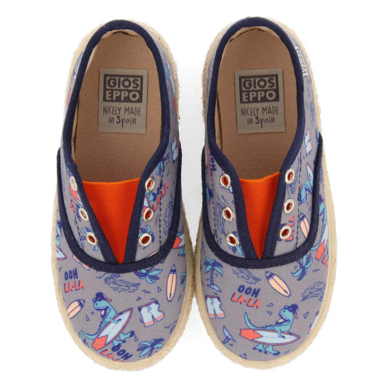 Draveil babies grey espadrilles with a colourfulrint