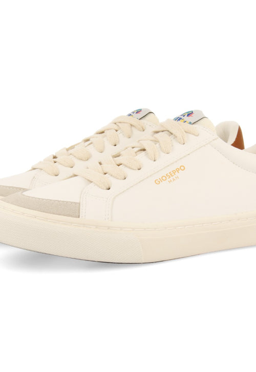 Sneakers blanches avec détails couleur cuir pour homme roujan