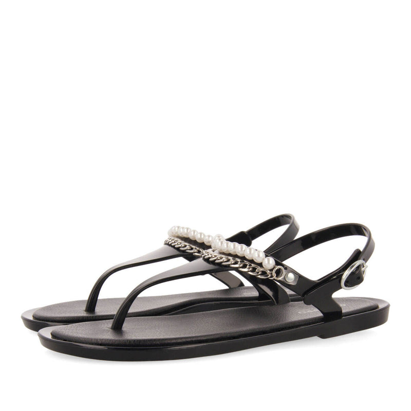 Garachine women's black sandals with mini crystals