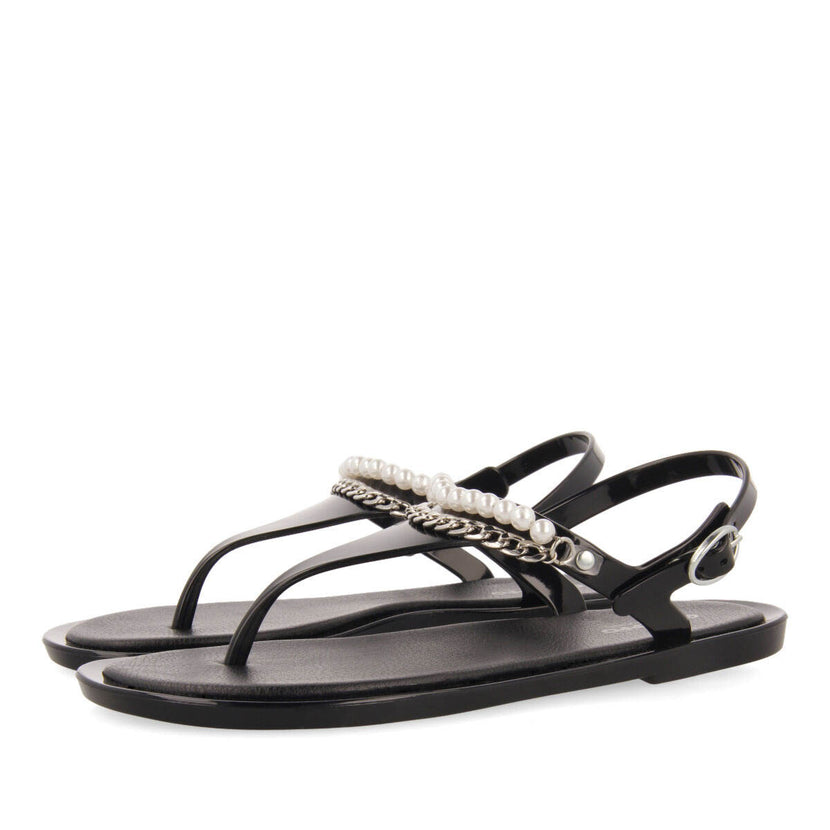 Garachine women's black sandals with mini crystals