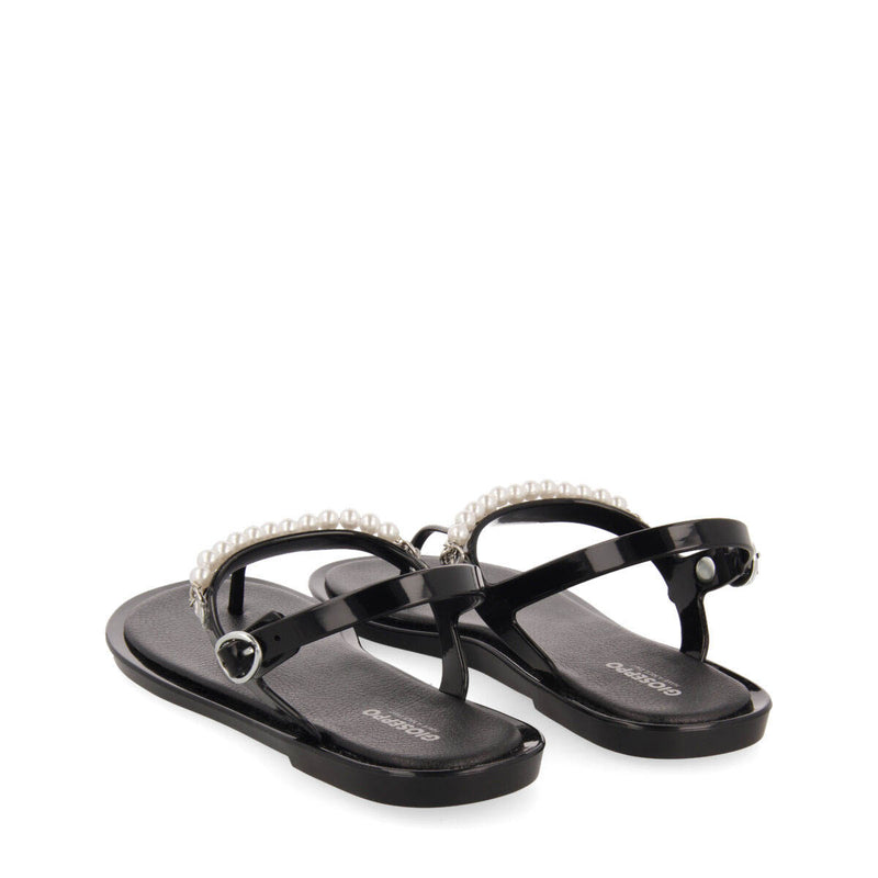 Garachine women's black sandals with mini crystals
