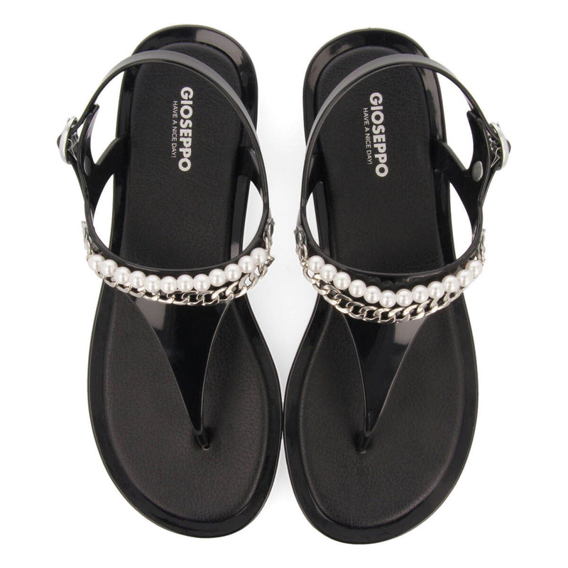 Garachine women's black sandals with mini crystals