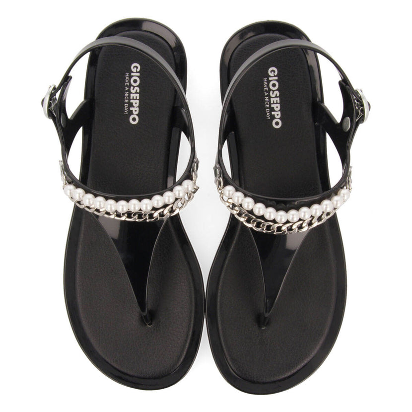 Garachine women's black sandals with mini crystals
