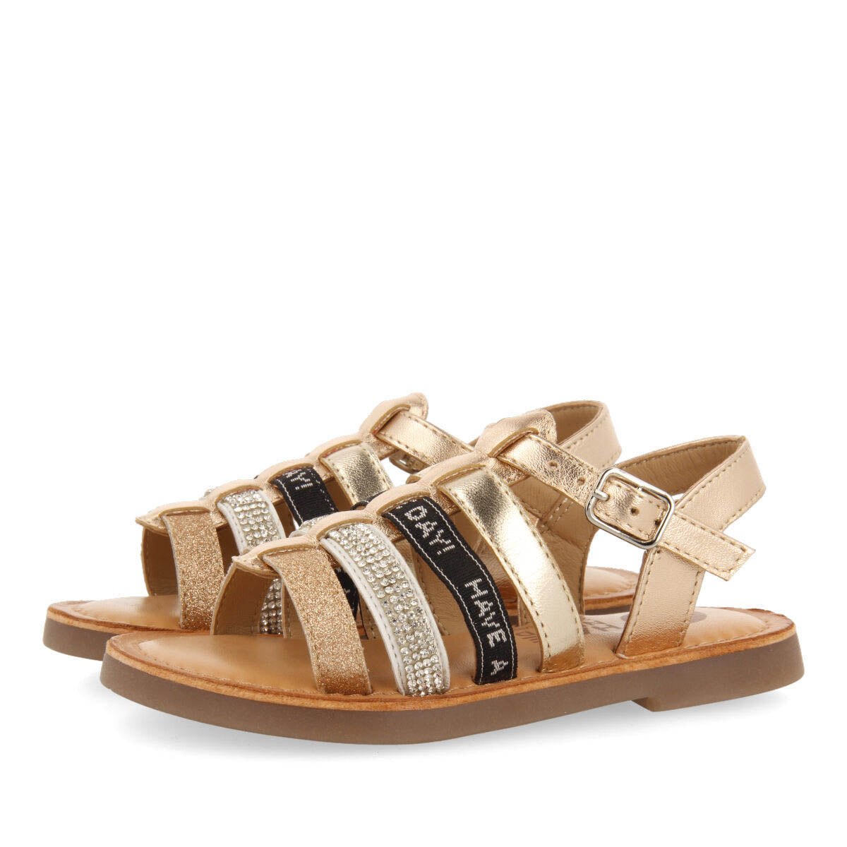 Tingry girls leather sandals with multicoloured details