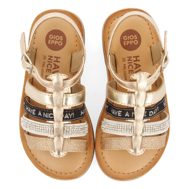 Tingry girls leather sandals with multicoloured details