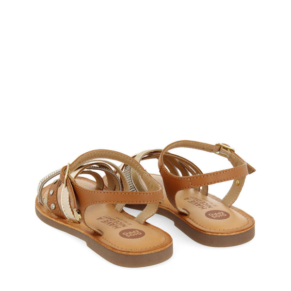 Sandales en peau avec détails de couleur or pour fille sussat