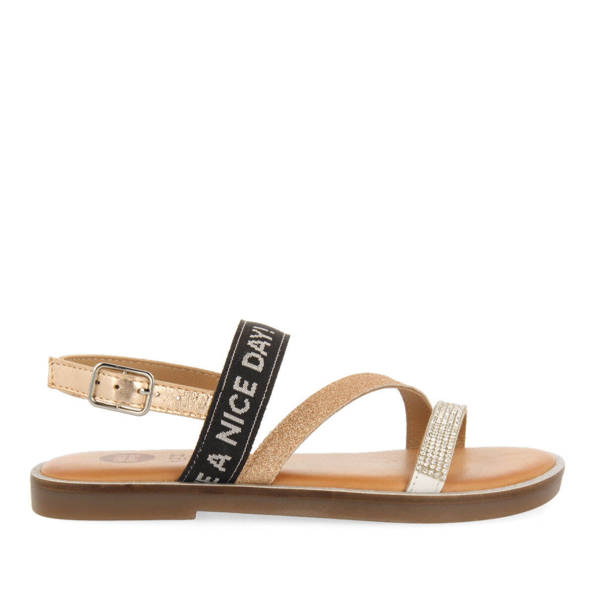 Sandalias de piel con detalles multicolor para niña tayak