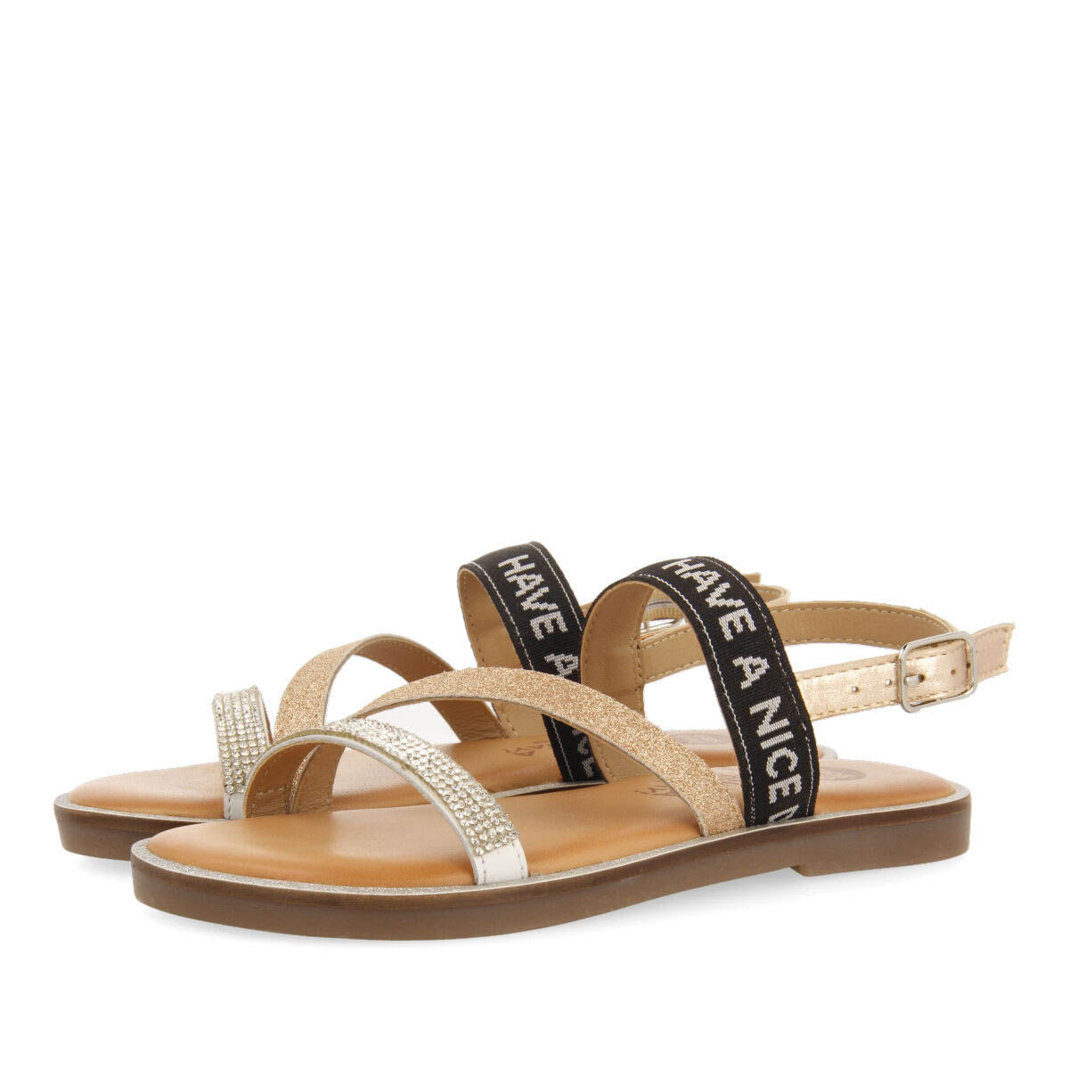 Sandalias de piel con detalles multicolor para niña tayak