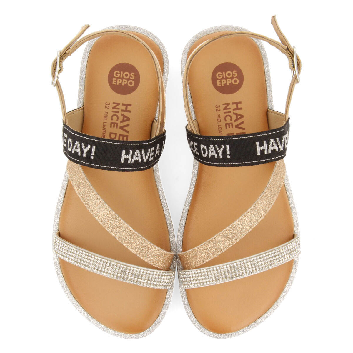 Sandalias de piel con detalles multicolor para niña tayak