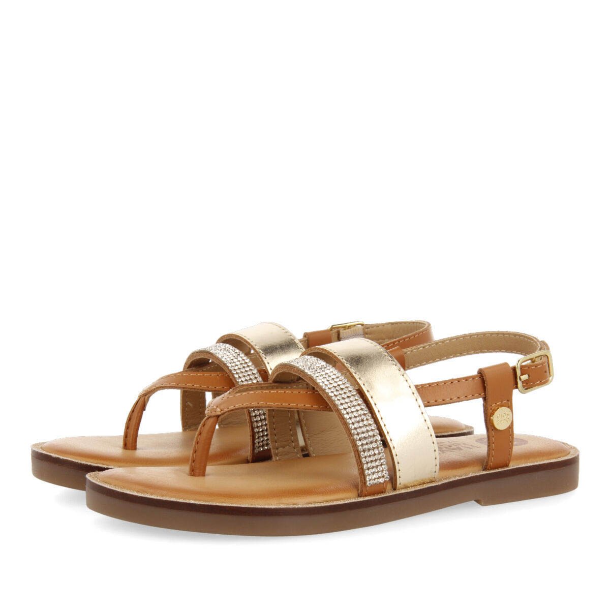 Loiza girls gold leather sandals