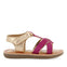 Sandalias de piel en color fucsia con detalles vivos metalizados para niña argis