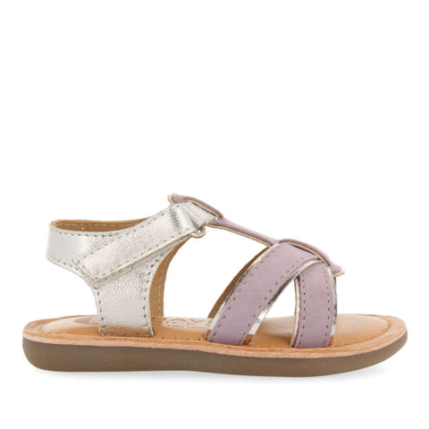 SANDALIAS DE PIEL EN COLOR LILA CON DETALLES VIVOS METALIZADOS PARA NIÑA ARGIS