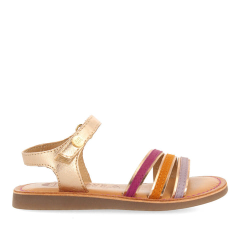 SANDALES À PASSEPOILS MÉTALLISÉS COULEUR OR ROSE POUR FILLE ANGEJA