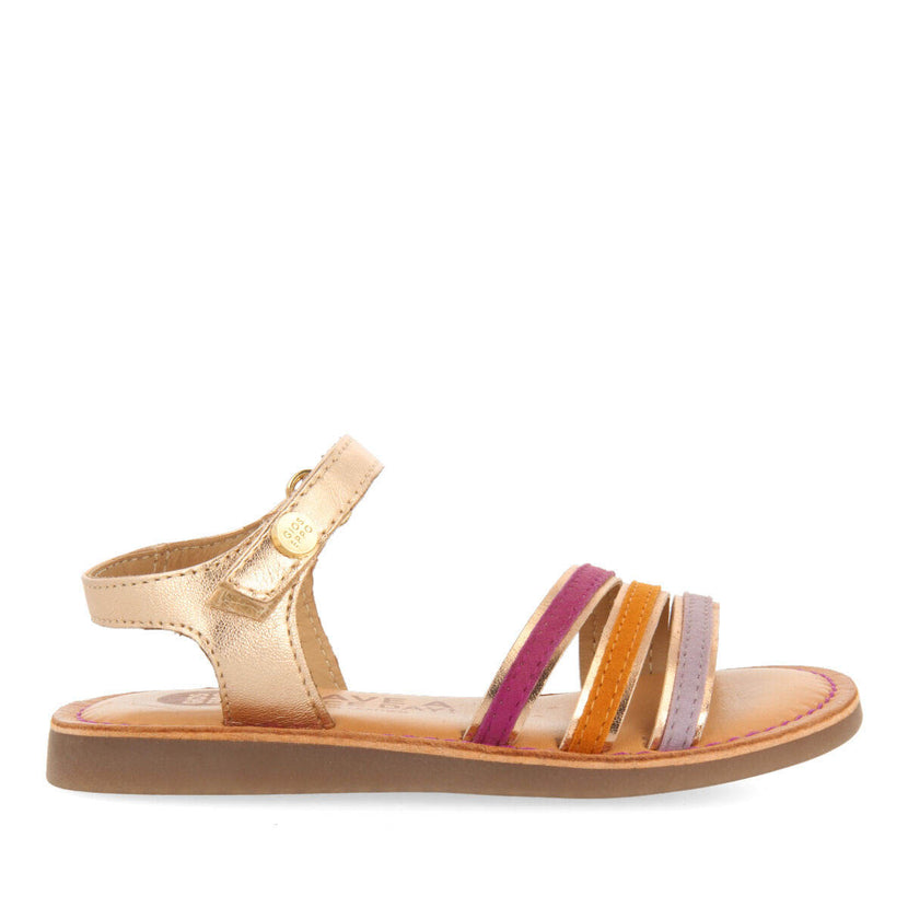 Sandales à passepoils métallisés couleur or rose pour fille angeja