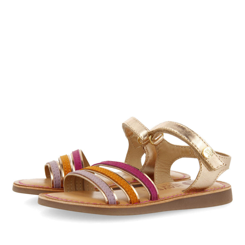 Sandales à passepoils métallisés couleur or rose pour fille angeja