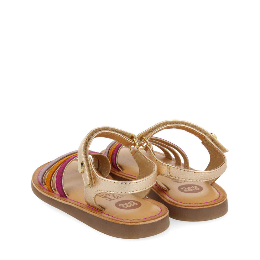 Sandales à passepoils métallisés couleur or rose pour fille angeja