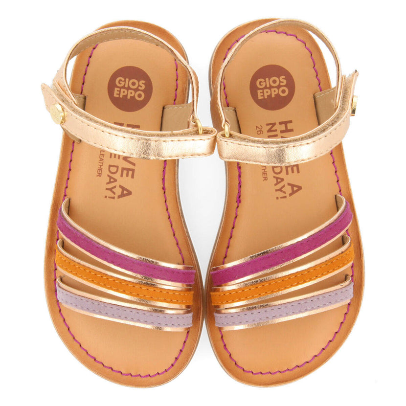Sandales à passepoils métallisés couleur or rose pour fille angeja