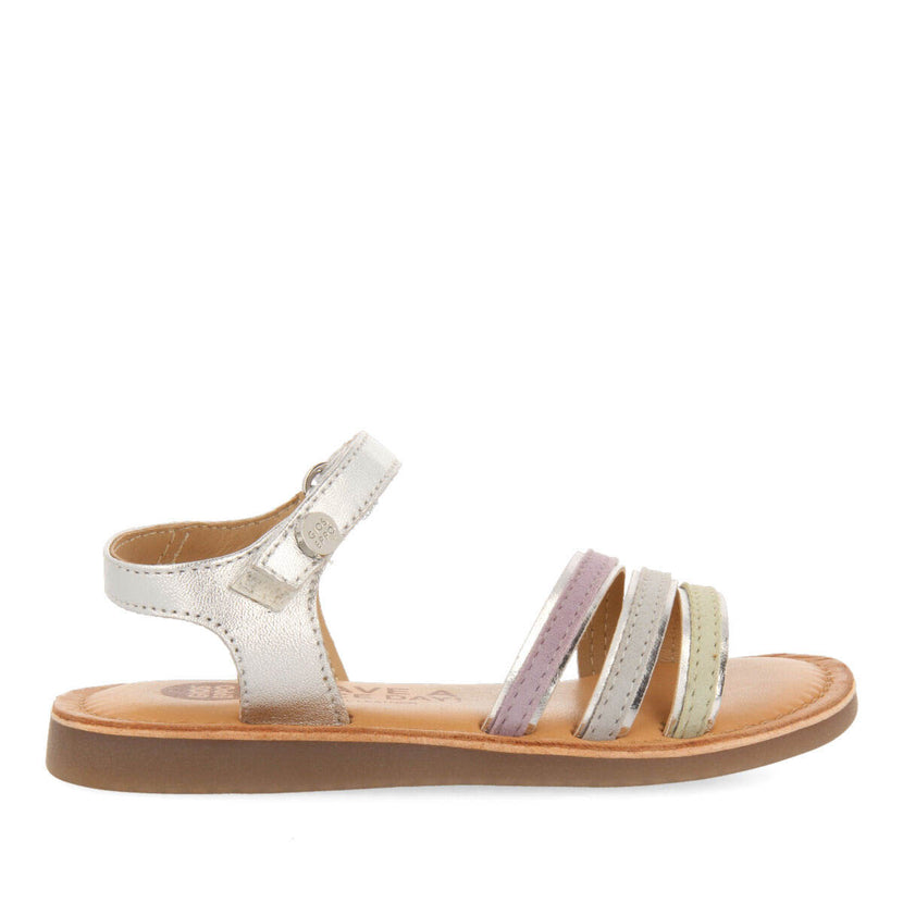 Sandales à passepoils métallisés couleur argent pour fille angeja