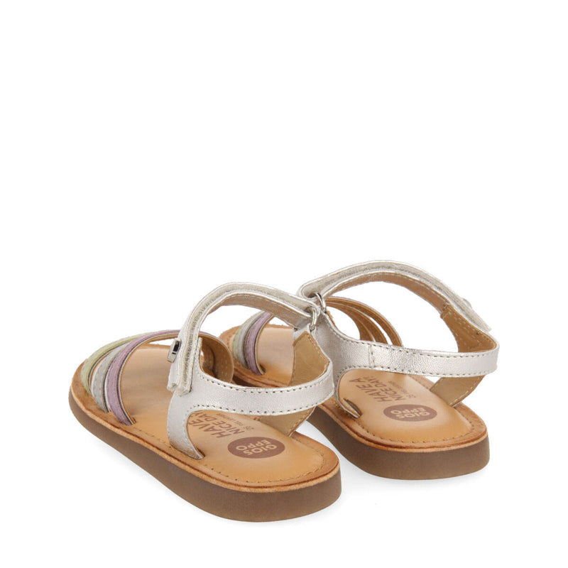 Sandales à passepoils métallisés couleur argent pour fille angeja