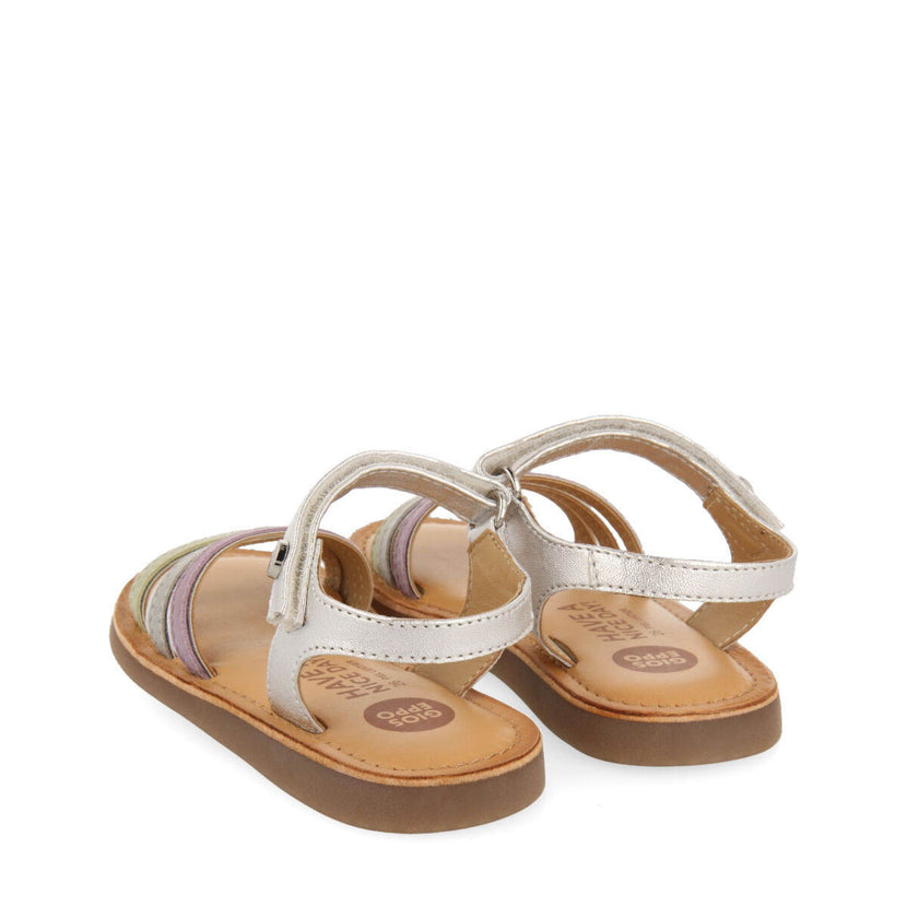 Sandales à passepoils métallisés couleur argent pour fille angeja