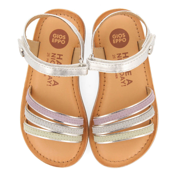Sandales à passepoils métallisés couleur argent pour fille angeja