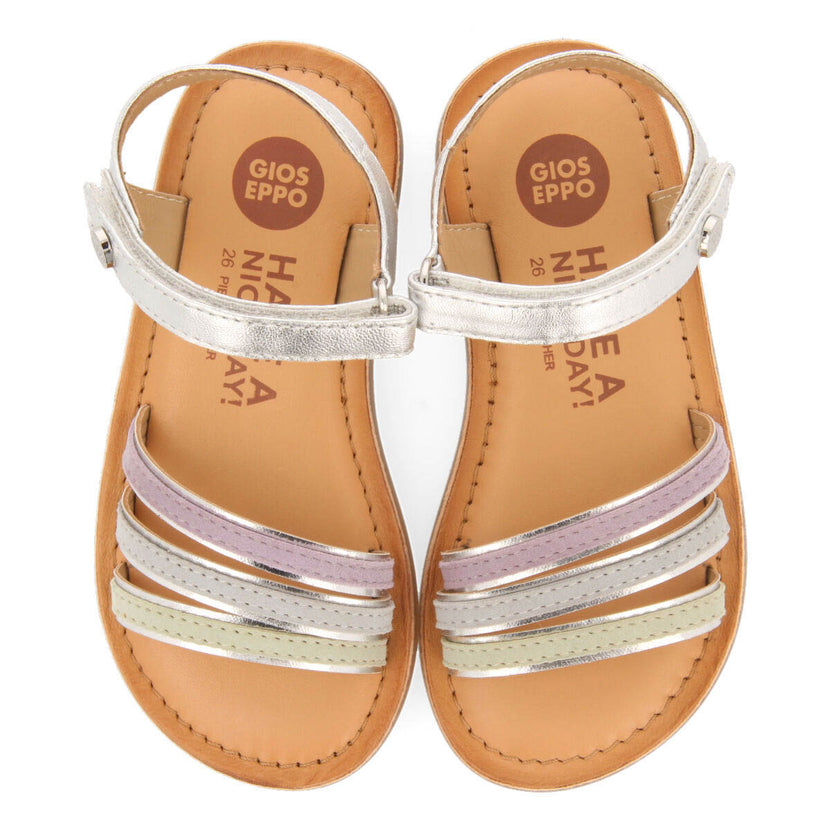 Sandales à passepoils métallisés couleur argent pour fille angeja