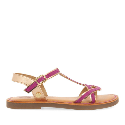 CLEURIE GIRLS FUCHSIA SANDALS WITH METALLICIPING